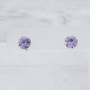 Light Purple Gem Stud Earrings - 3/8"